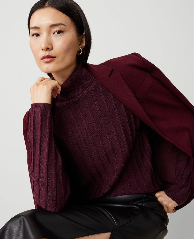 Mock Neck Ribbed Sweater carousel Product Image 4