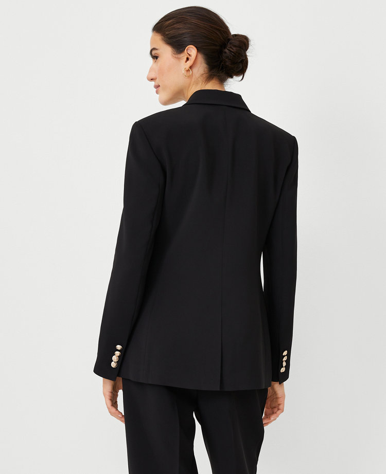 The Long Notched Two Button Blazer in Fluid Crepe