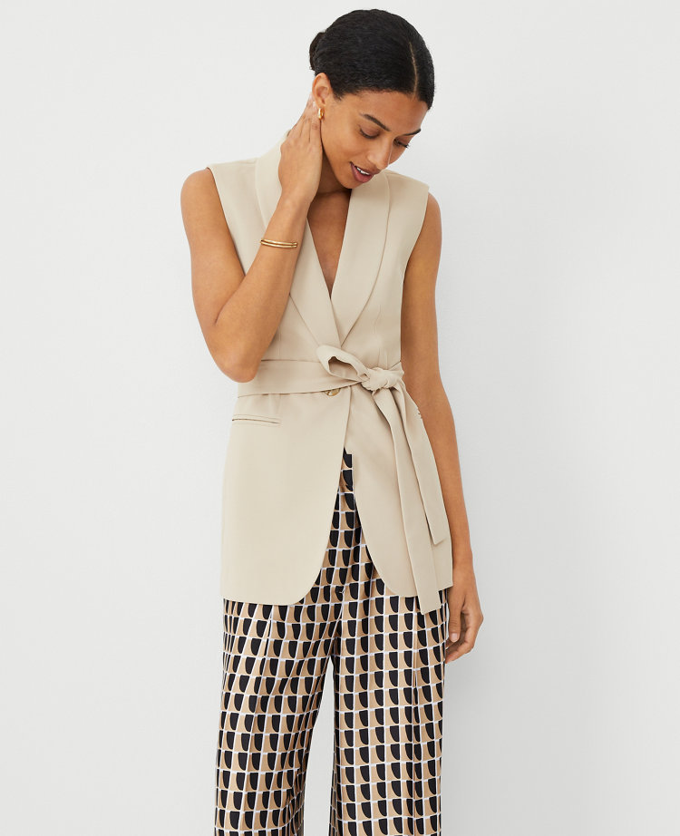 Petite Shawl Collar Belted Vest