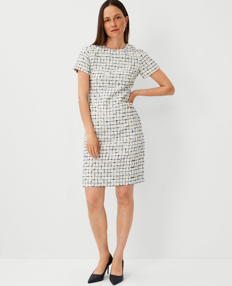 Tweed Short Sleeve Pocket Dress