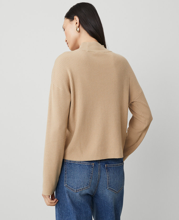 Mock Neck Ribbed Sweater