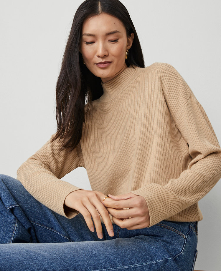 Ribbed Mock Neck Sweater