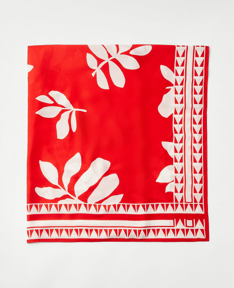 Ann Taylor Leaf Scarf Fiery Red Women's