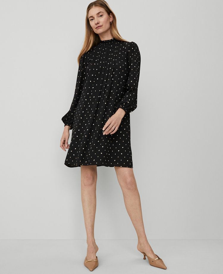 Diamond Shadows Mock Neck Shift Dress