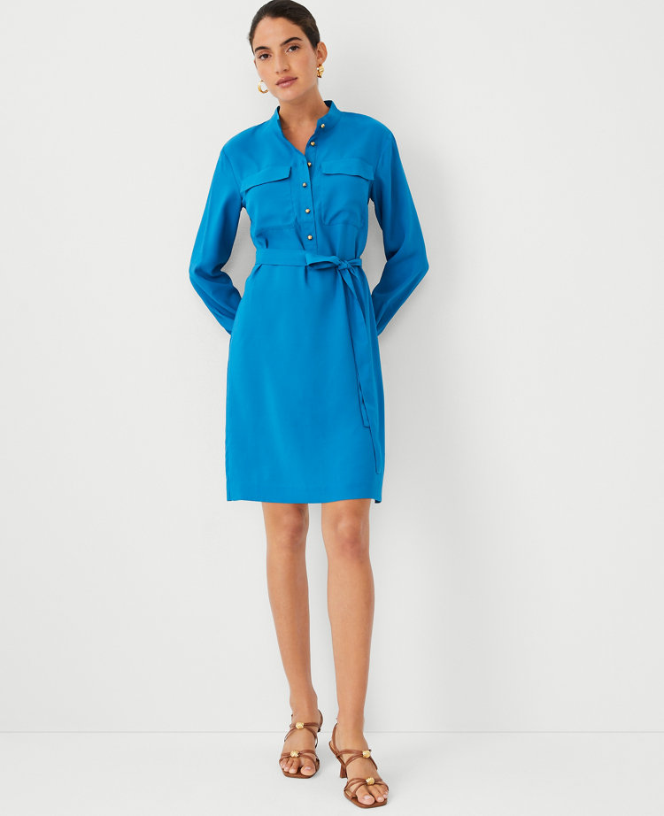 Ann Taylor Belted Pocket Shift Dress Santorini Women's