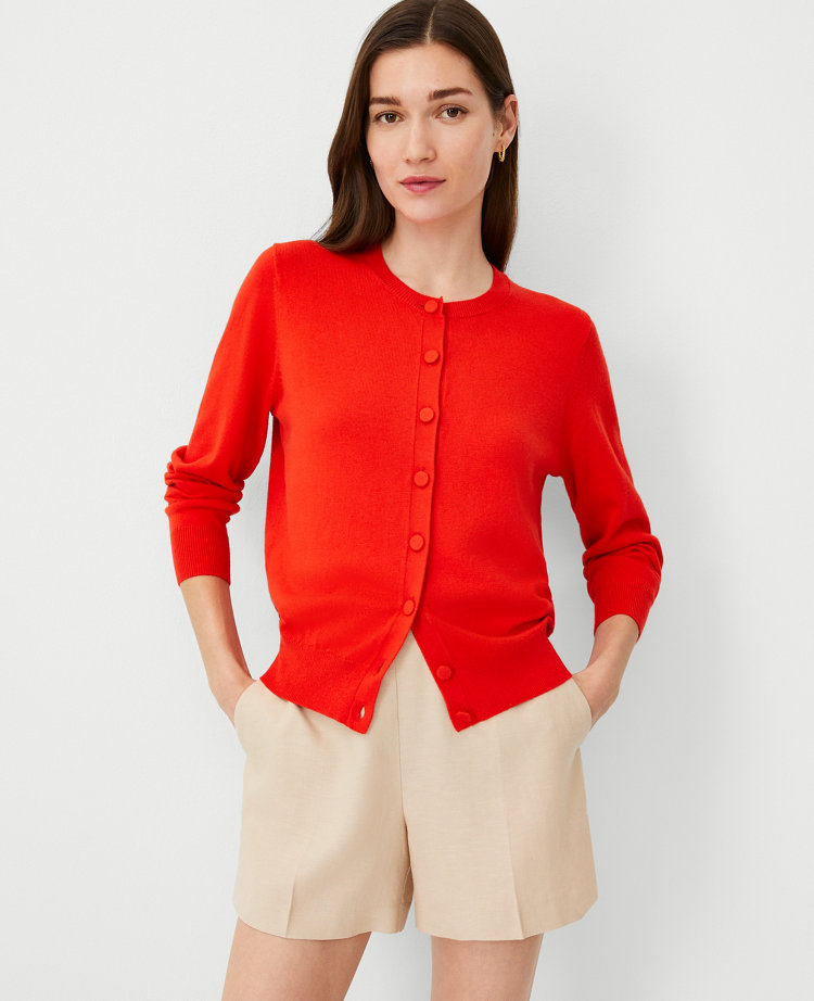 Petite Covered Button Ann Cardigan