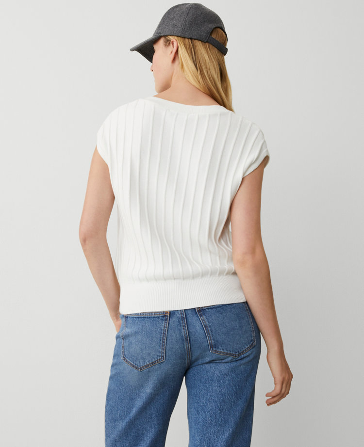 V-Neck Ribbed Sweater Shell