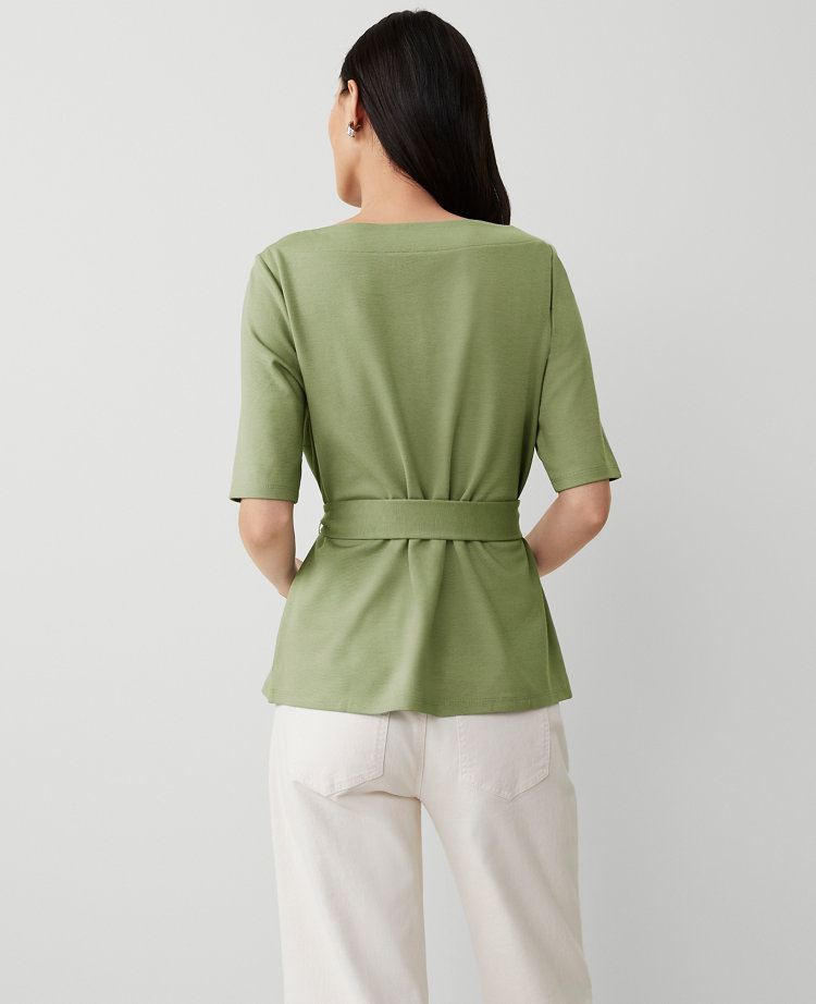 Boatneck Tie Waist Top