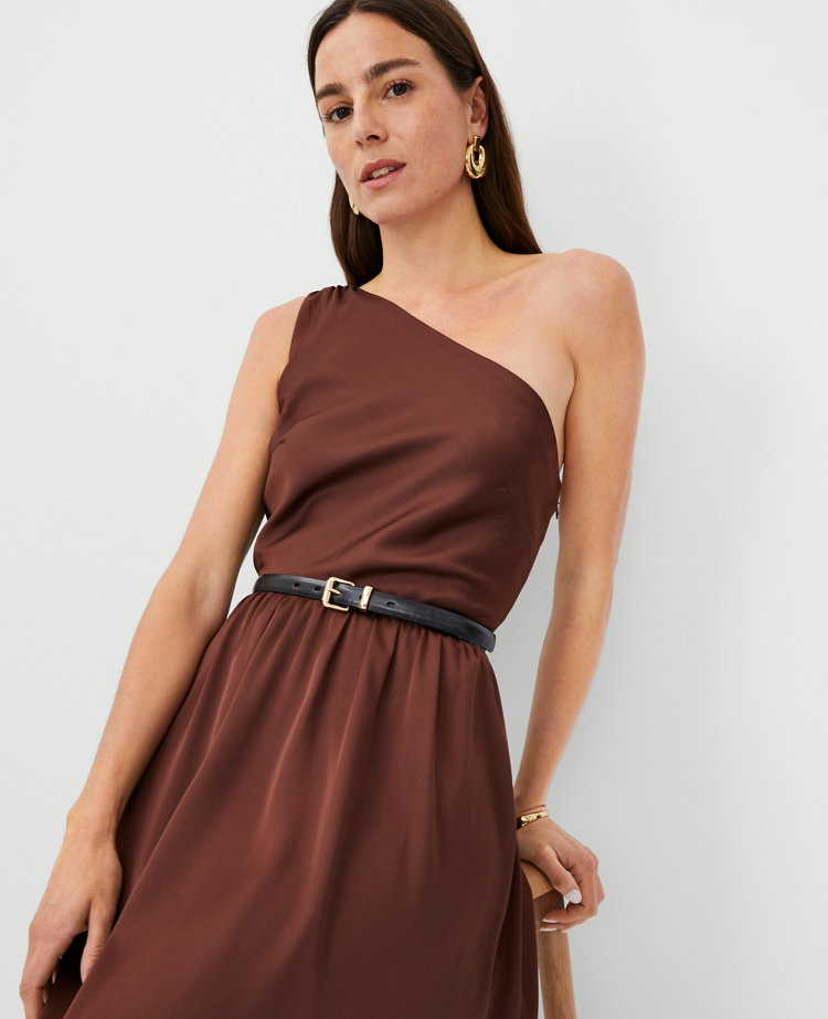 Petite One Shoulder Flare Midi Dress