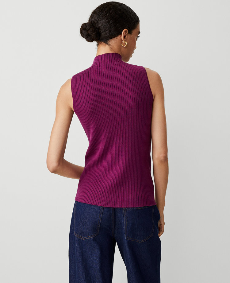 Ribbed Mock Neck Sweater Shell carousel Product Image 2