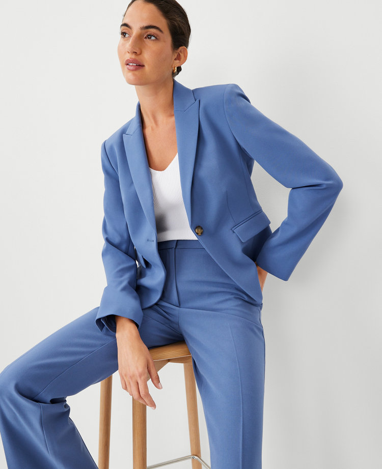 The Shorter One Button Peak Blazer in Seasonless Stretch