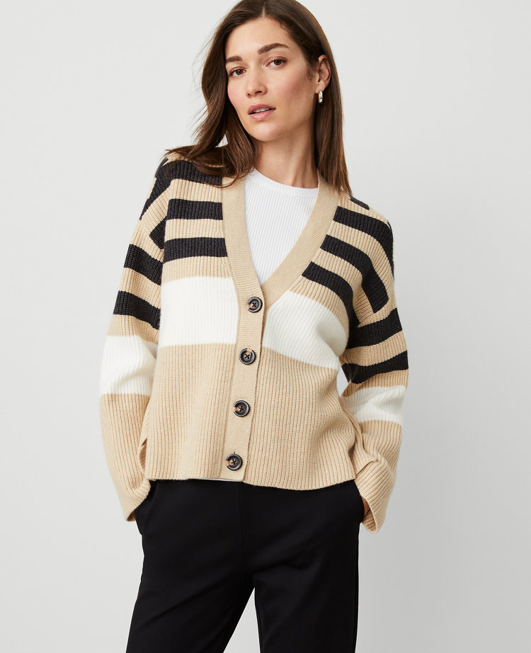 Stripe Ribbed  Cardigan