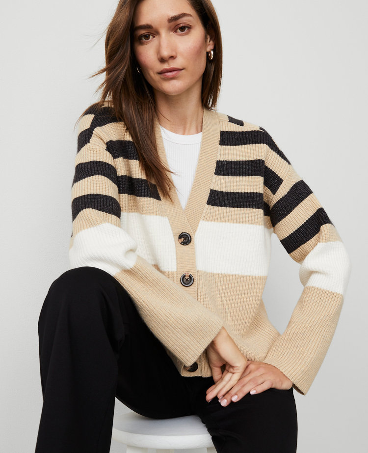 Stripe Ribbed  Cardigan