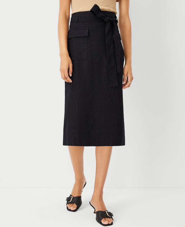 Tie Waist Cargo Pencil Skirt