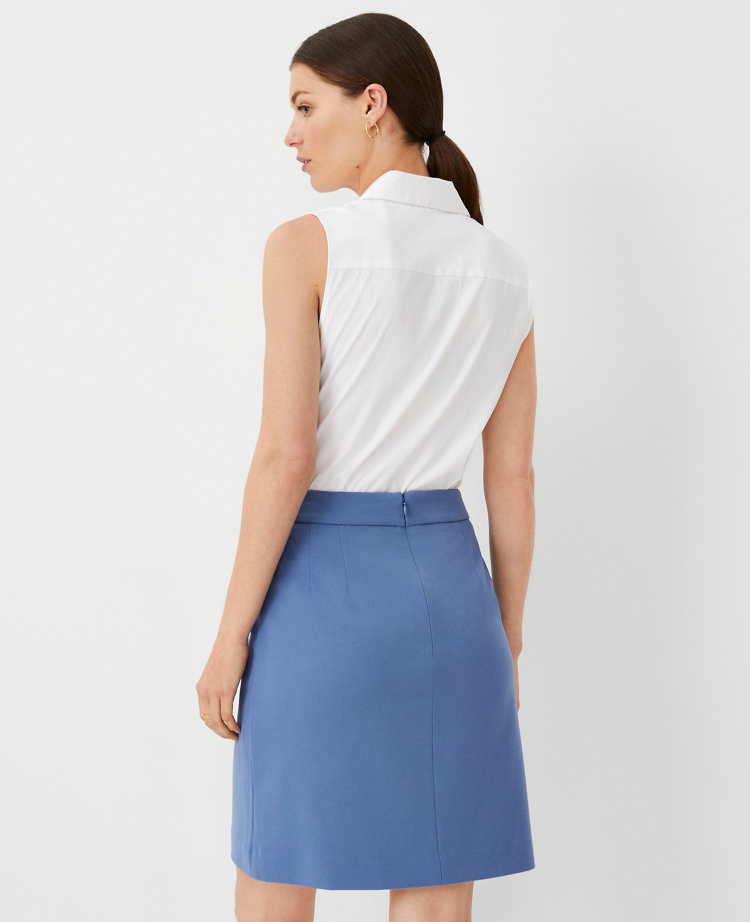 The Seamed Short A-Line Skirt in Seasonless Stretch