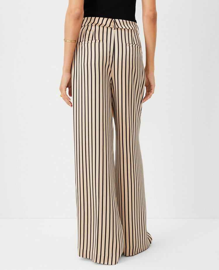 Ann Taylor The Petite Pleated Wide Leg Pant Satin Toasted Oat Women's