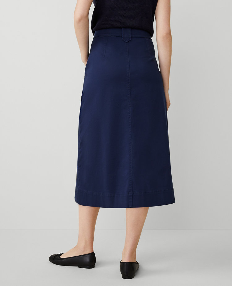 Weekend Sateen Button Wrap Skirt