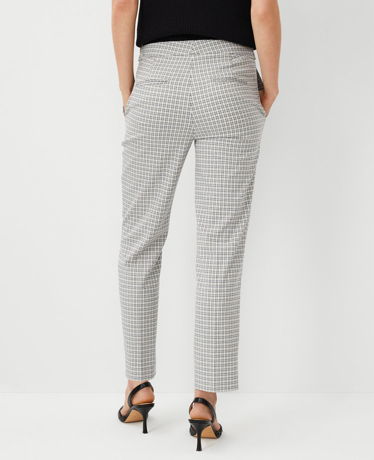 Ann Taylor The Petite Button Tab Eva Ankle Pant Plaid Neutral Multi Women's