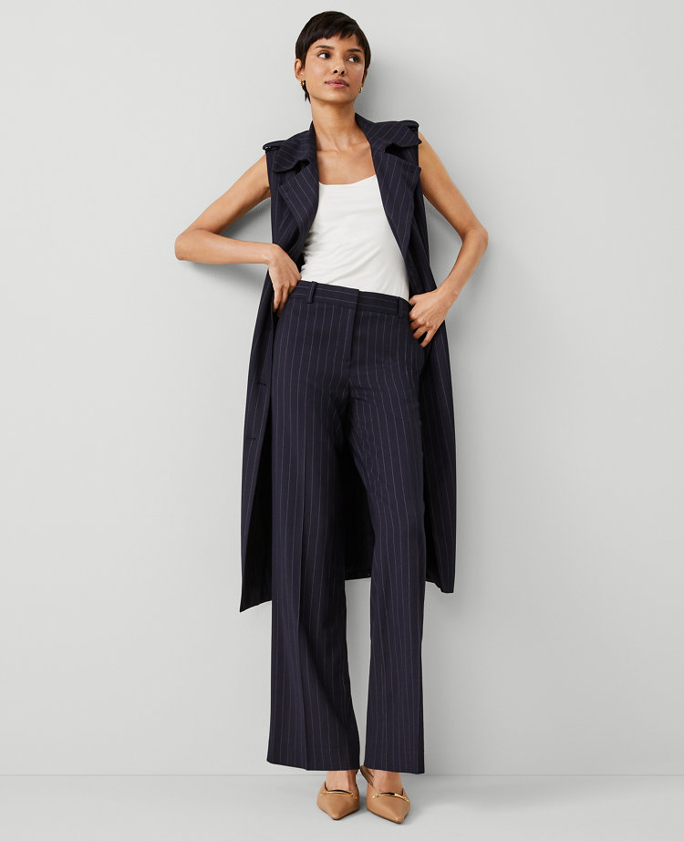 Ann Taylor The Jayne Trouser Pant Pinstripe Navy/White Combo Women's