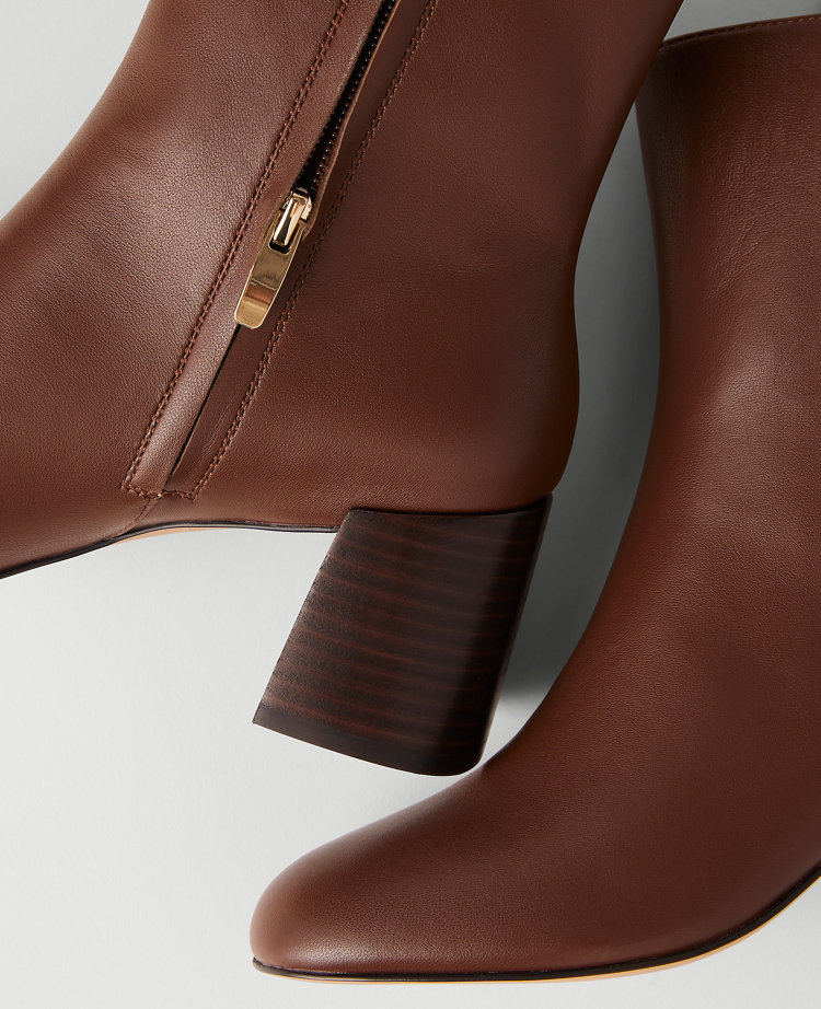 Flare Heel Leather Bootie