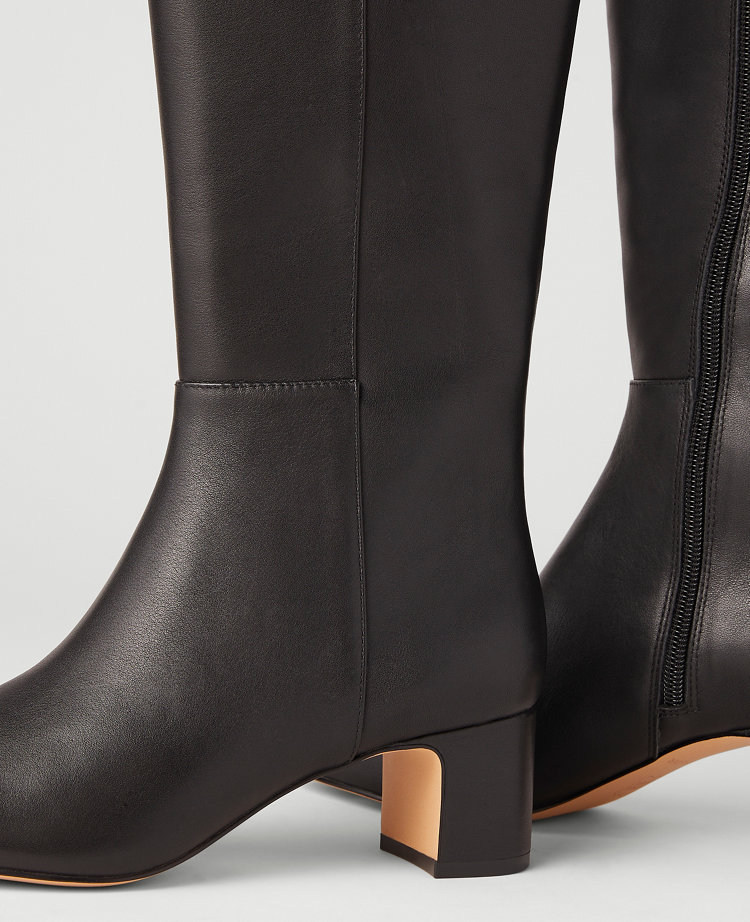 Block Heel Leather Boot