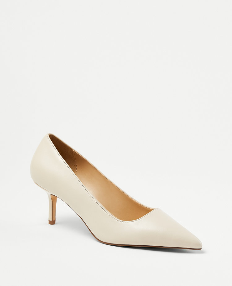 Ann Taylor Daphne Leather Pumps Pearl Shadow Women's