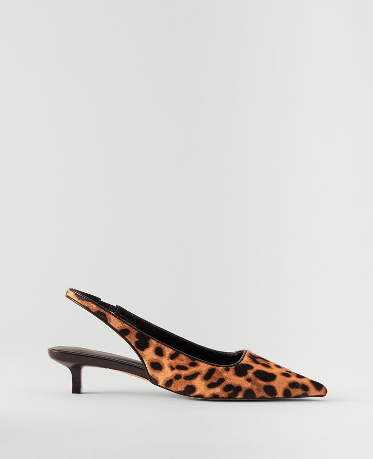 Ann Taylor Haircalf and Leather Slingback Kitten Heel Pumps
