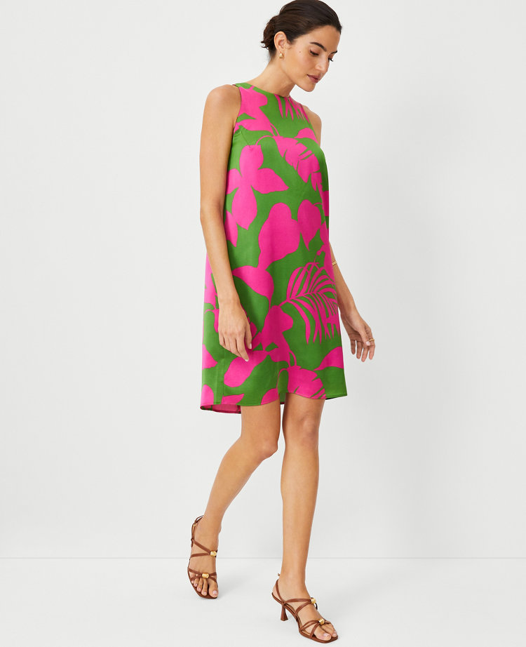 Petite Tropical Halter Swing Dress