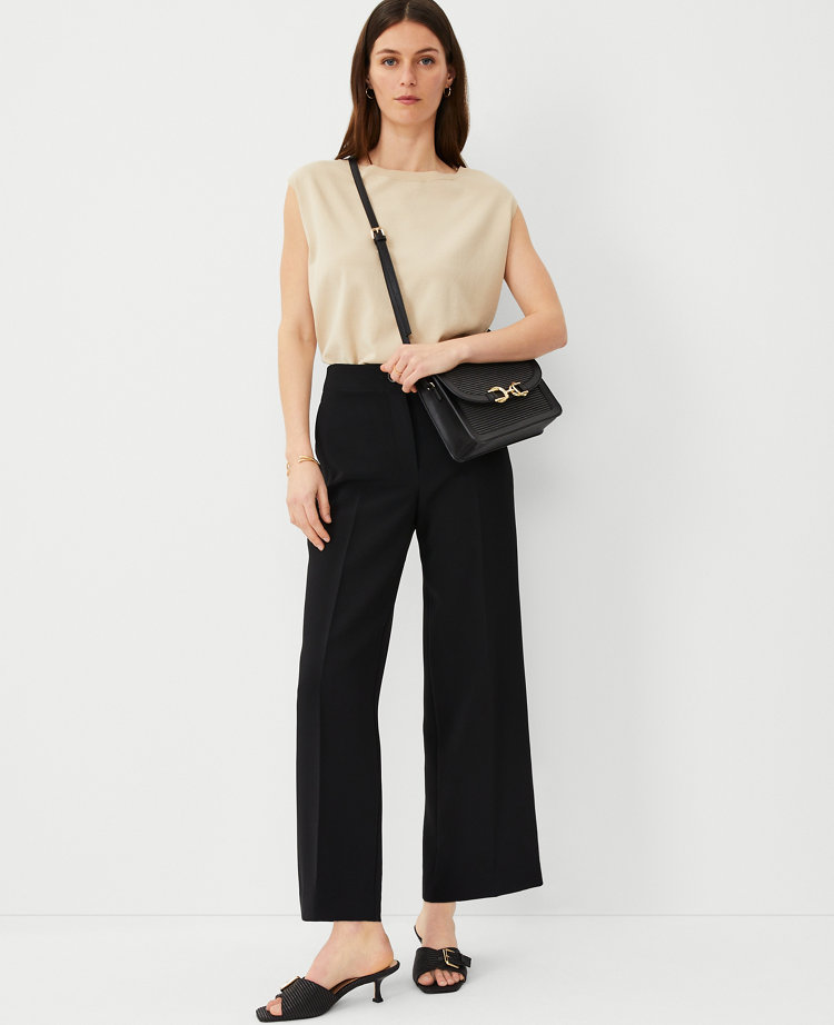 The Petite Wide Leg Ankle Pant in Crepe