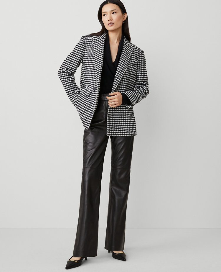 Shop Ann Taylor Studio Collection Seamed Leather Trouser In Black
