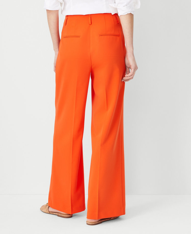 Ann Taylor The Petite Single Pleated Wide Leg Pant Flame Azalea Women's