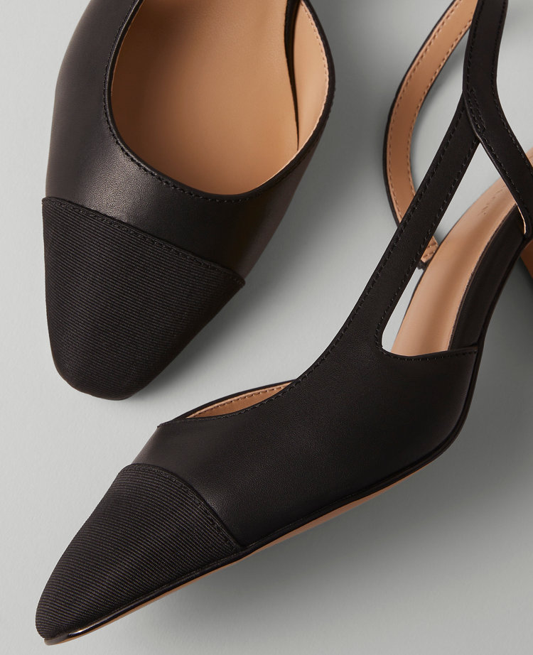 Leather Cap Toe Slingback Pump