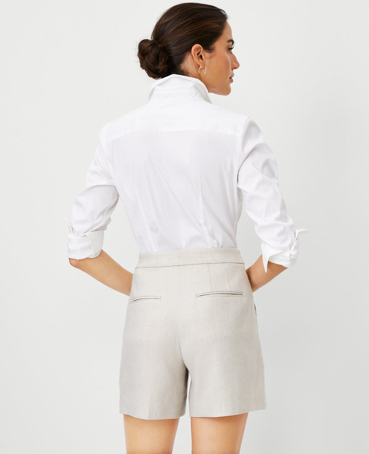 The Petite Button Tab Short in Linen Blend carousel Product Image 3