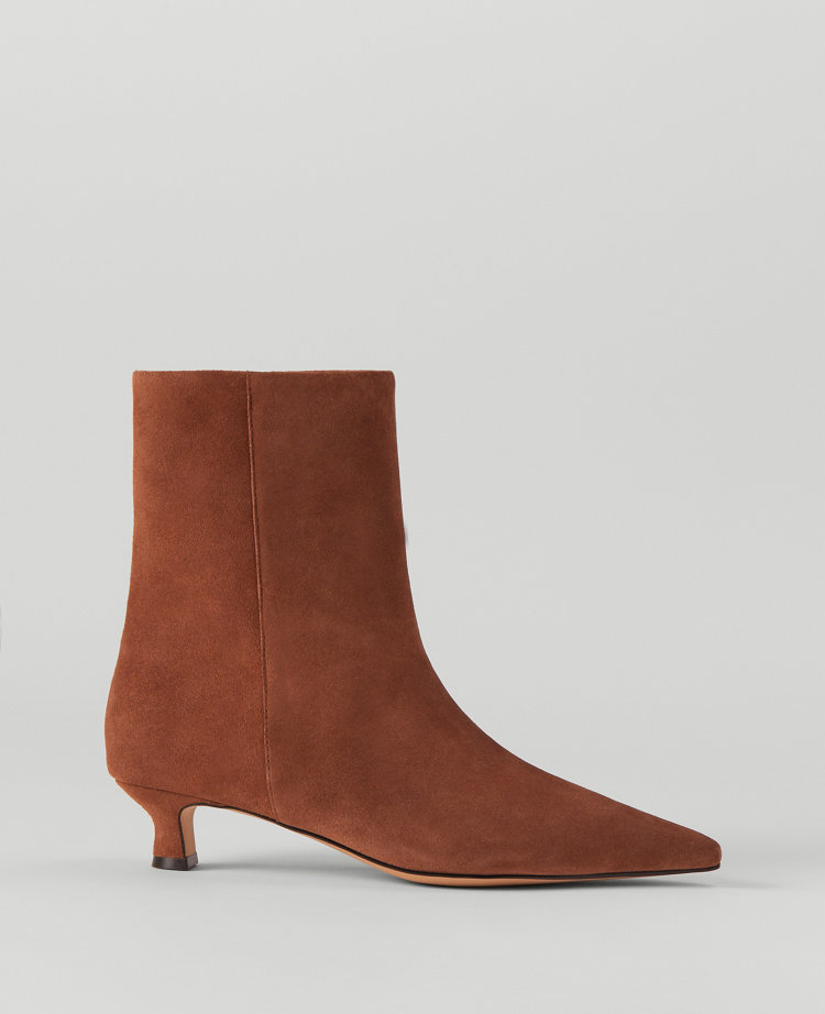 Ann Taylor Pointy Toe Suede Bootie Penny Brown Women's