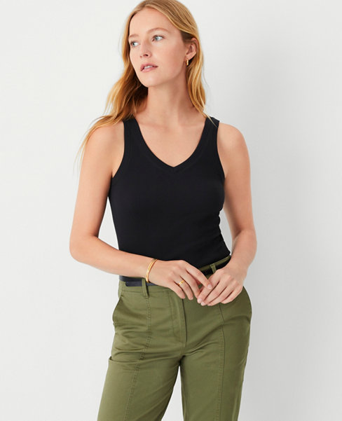 Ann Taylor AT Weekend Double V Tank Top