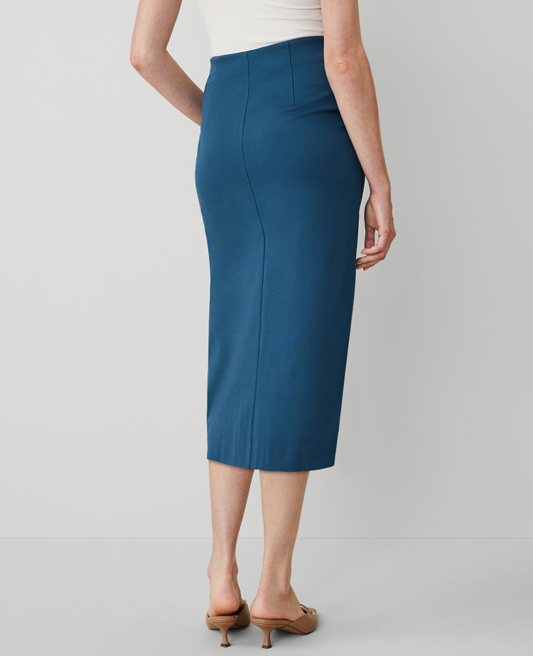 Ponte Pull-On Slit Pencil Skirt