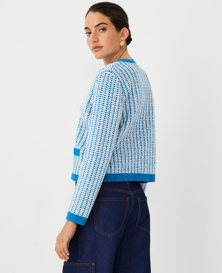 Petite Two Tone Stitched Sweater Jacket