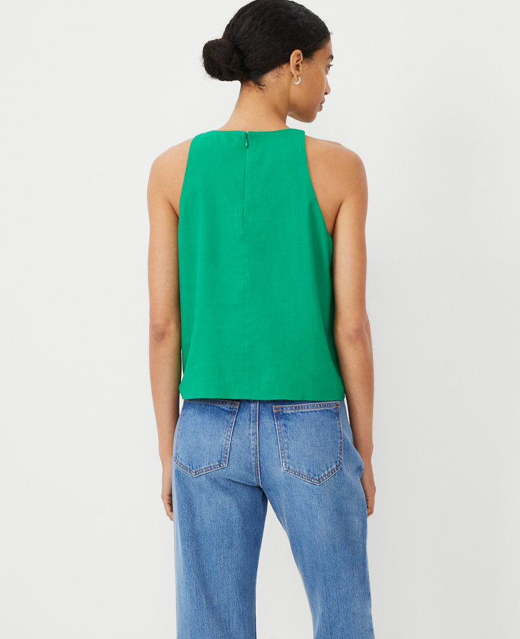 Petite Linen Blend Halter Top