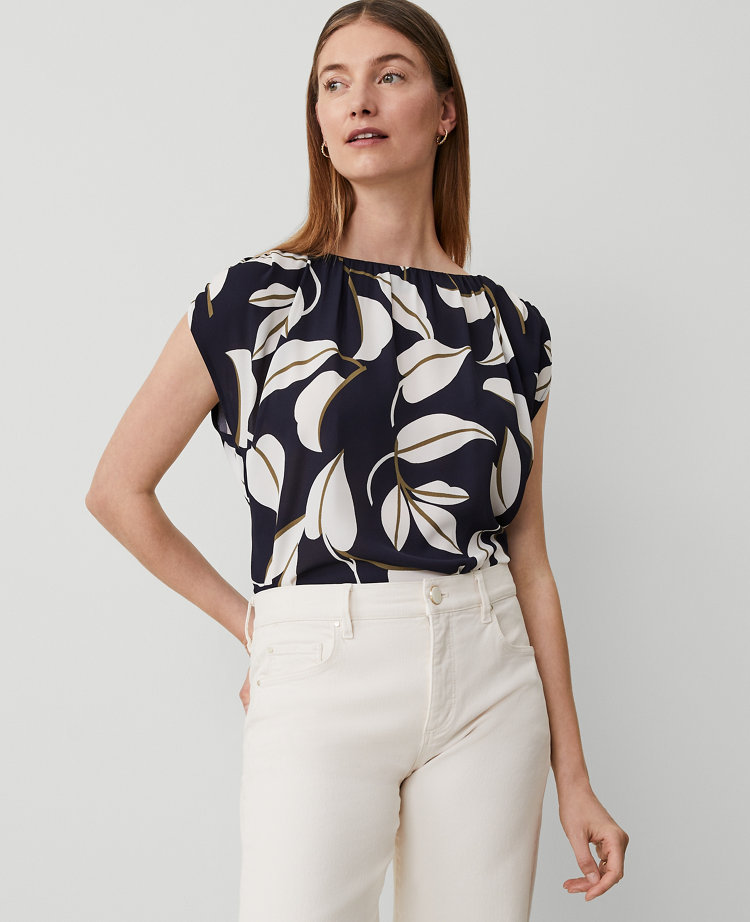 Ann Taylor Leaves Gathered Boatneck Top