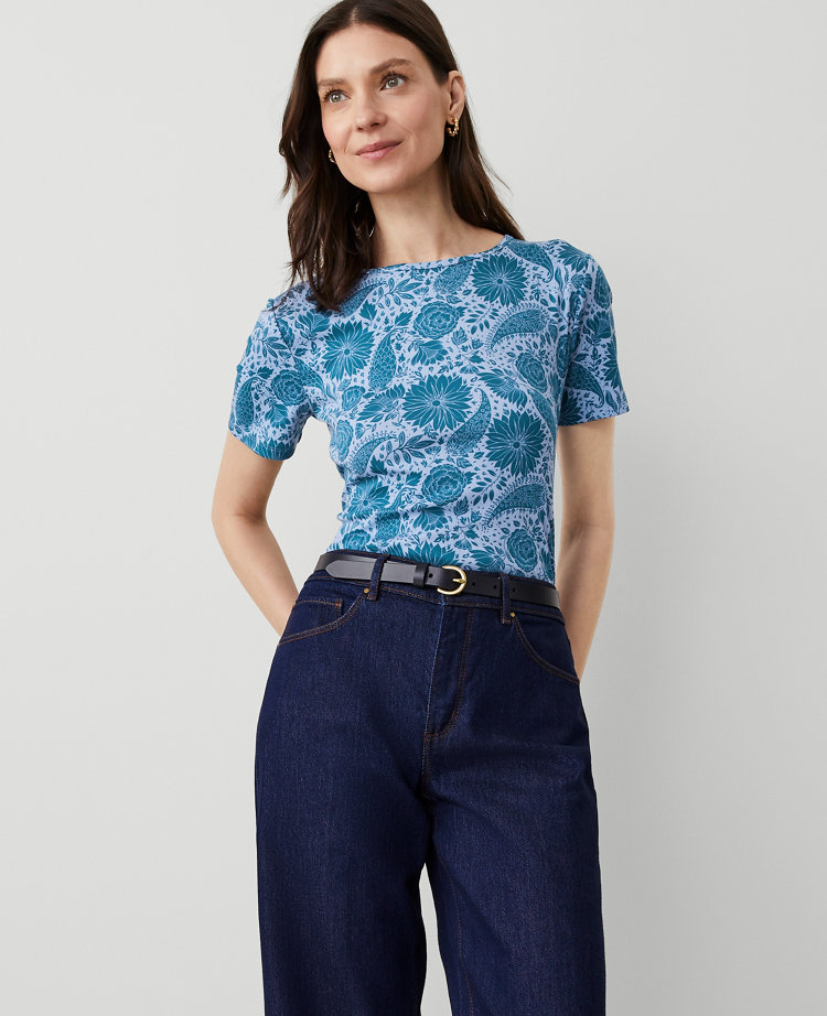 Ann Taylor Floral Pima Cotton Tee