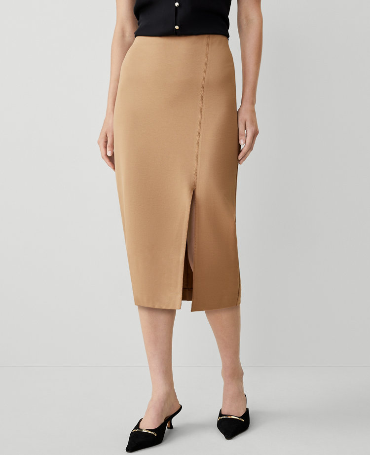 Petite Ponte Pull-On Slit Pencil Skirt