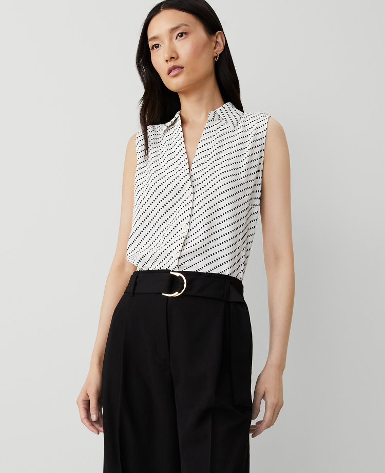 Ann Taylor Stripe Sleeveless Essential Shirt