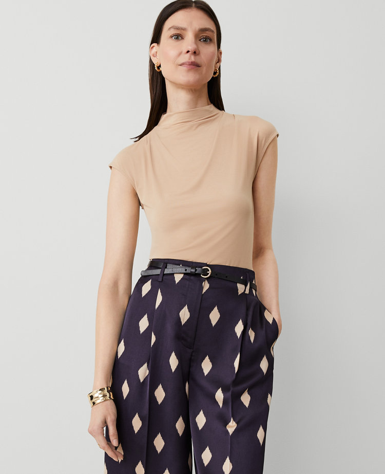 Draped Mock Neck Top