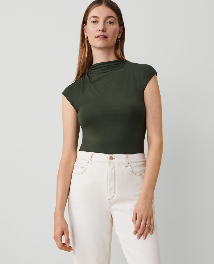 Draped Mock Neck Top