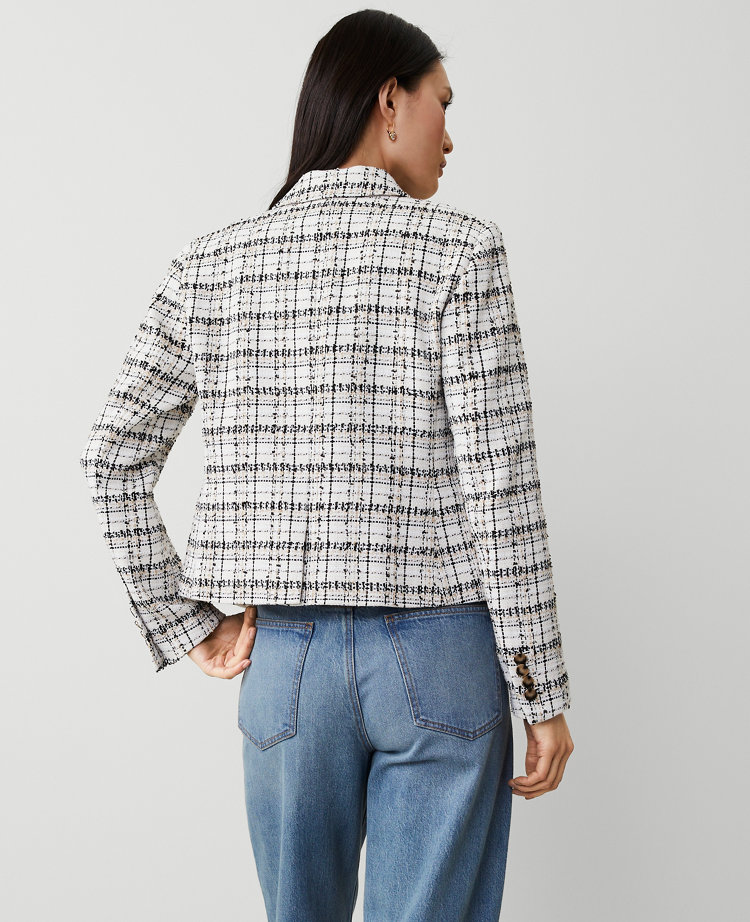 The Petite Newbury Blazer in Plaid Tweed