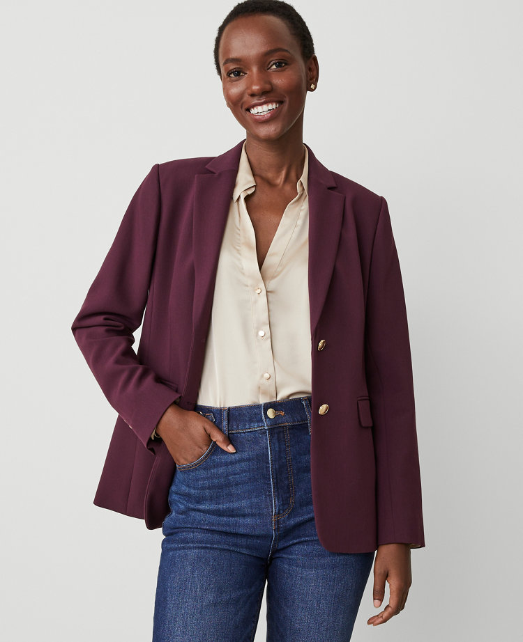 The Petite Belted Blazer in Crepe - Green Kalamata