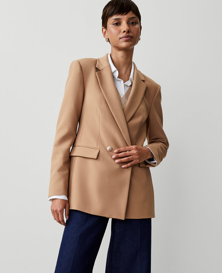 Ann Taylor The Petite Crosby Blazer Twill Perfect Camel Women's