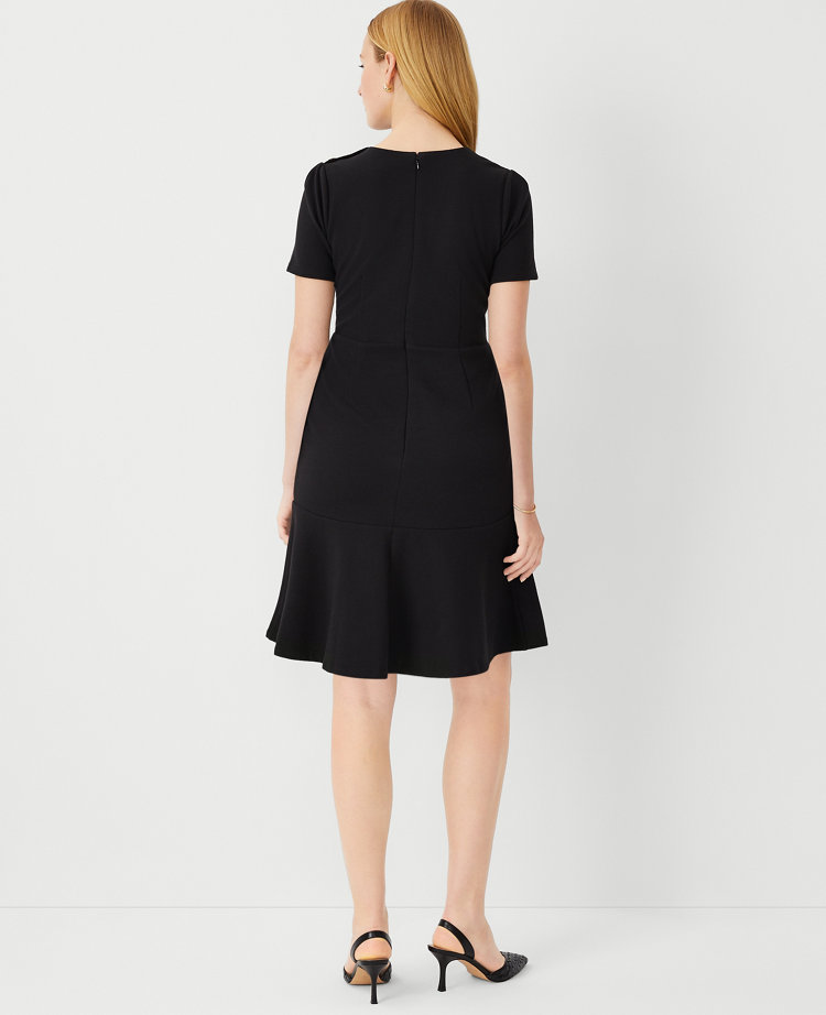 Ann Taylor Shoulder Button Flare Dress Black Women's