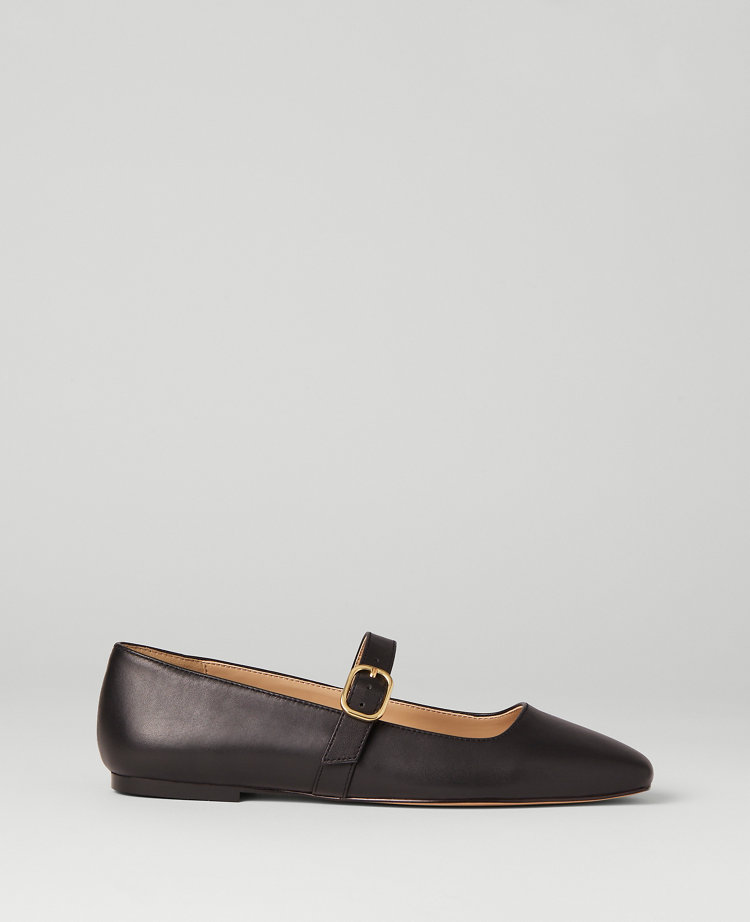 Buckle Mary Jane Leather Flats