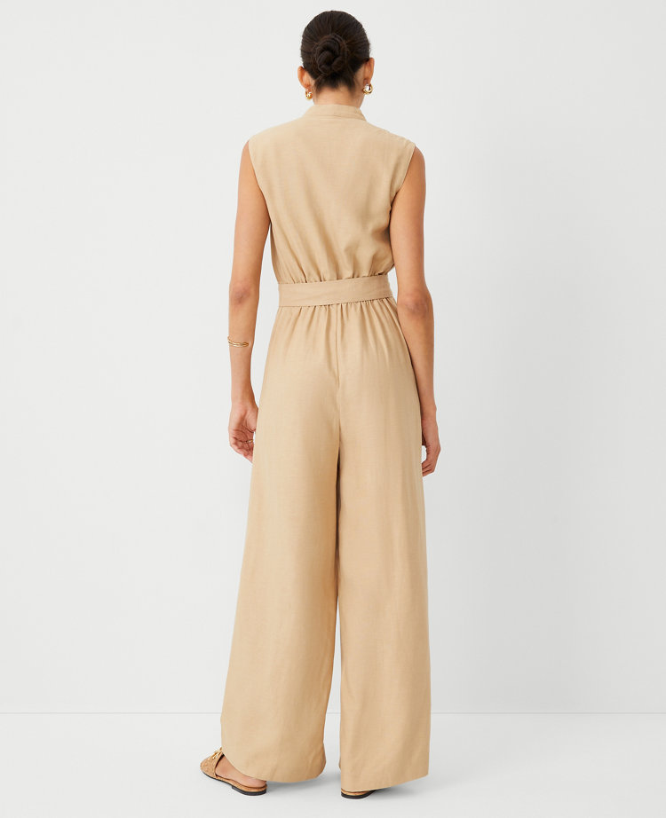 Petite Split Neck Sleeveless Wide Leg Jumpsuit carousel Product Image 3